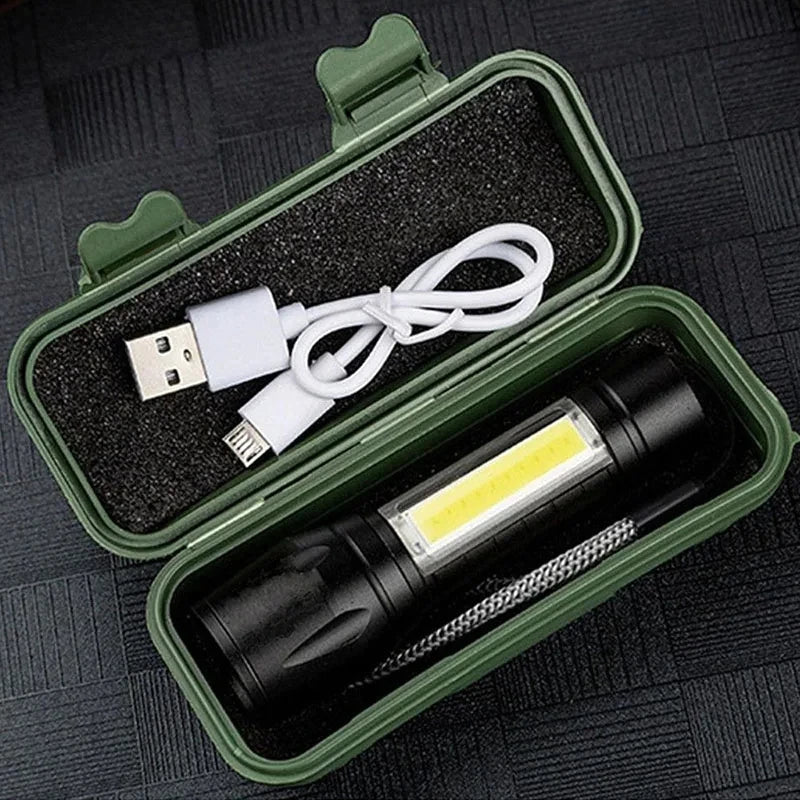 Powerful Mini LED Flashlight Super Bright Aluminium Pocket Torch Rechargeable Waterproof Hiking Camping Flash Light with Magnet