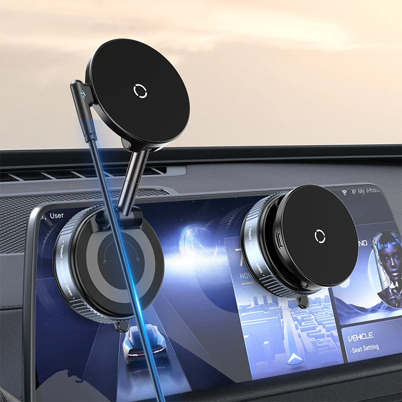 15W Magsafe Whiress Charger,With Vacuum Magnetic Suction Foldable 360°Rotating For iPhone Hands-Free For Driving Travel New