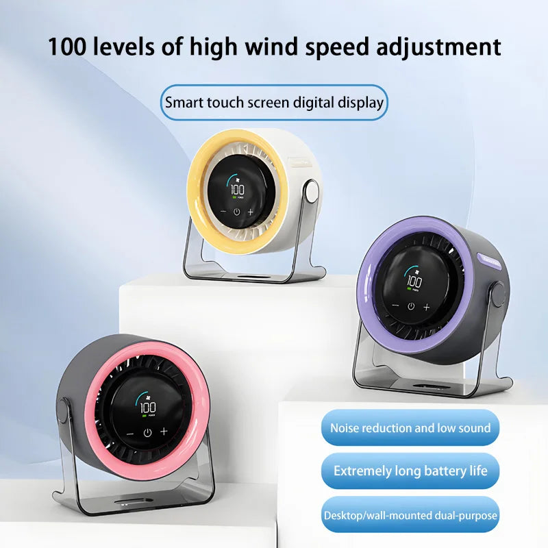100-speed Desktop Fan Digital Display Wall Mount Desk Fan Super Quiet Usb Office Dorm Air Circulator Home Camping Outdoor