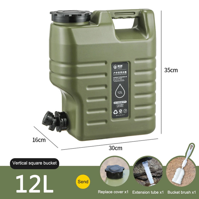 10-25L Outdoor Water Bucket Large-Capacity Portable Camping Water Bag Container with Faucet Driving Water Tank for Picnic Hiking
