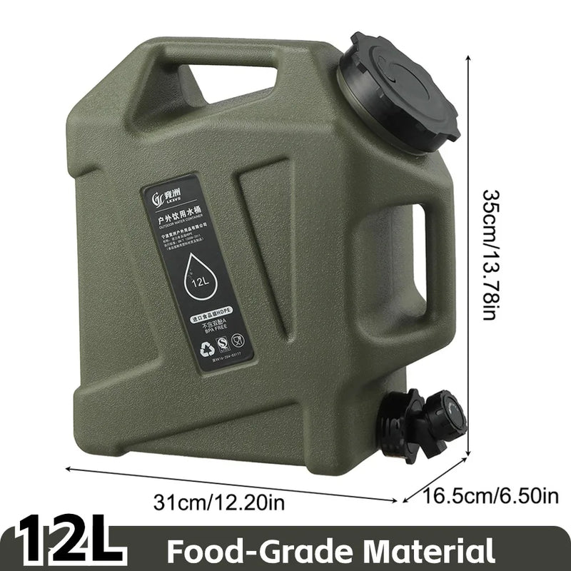 10-25L Outdoor Water Bucket Large-Capacity Portable Camping Water Bag Container with Faucet Driving Water Tank for Picnic Hiking