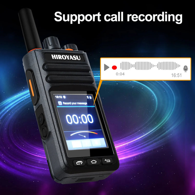 Hiroyasu HI-B8 2G 3G 4G LTE Cellular Network WIFI PoC FM Walkie Talkie 2GB+16GB Android9.0 Phone Call GPS 2.4"Touch Screen Radio