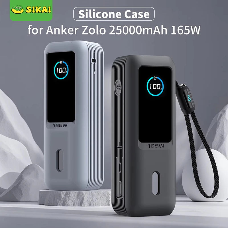 Silicone Case for Anker Zolo 25000mAh 165W Power Bank Protective Case TF/SIM card PIN storage Bag Portable Travel Carrying Case