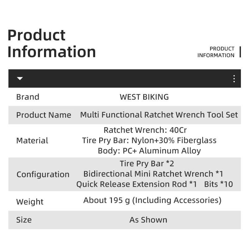 Portable Ratchet Wrench Kit Multifunction Bicycle Tools 14 In 1 Multitool Set Tyre Lever MTB Road Bike Gadgets