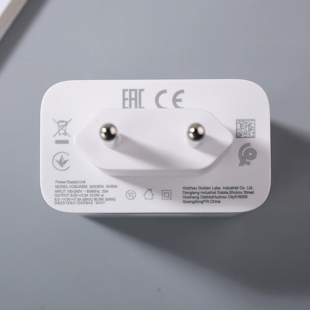 For OPPO 80W SuperVOOC Charger EU/US Fast Charger Adapter Type C Cable For OPPO Find N2 N X4 X5 X6 X7 Reno 12 11 10X 9 8 R17 Pro