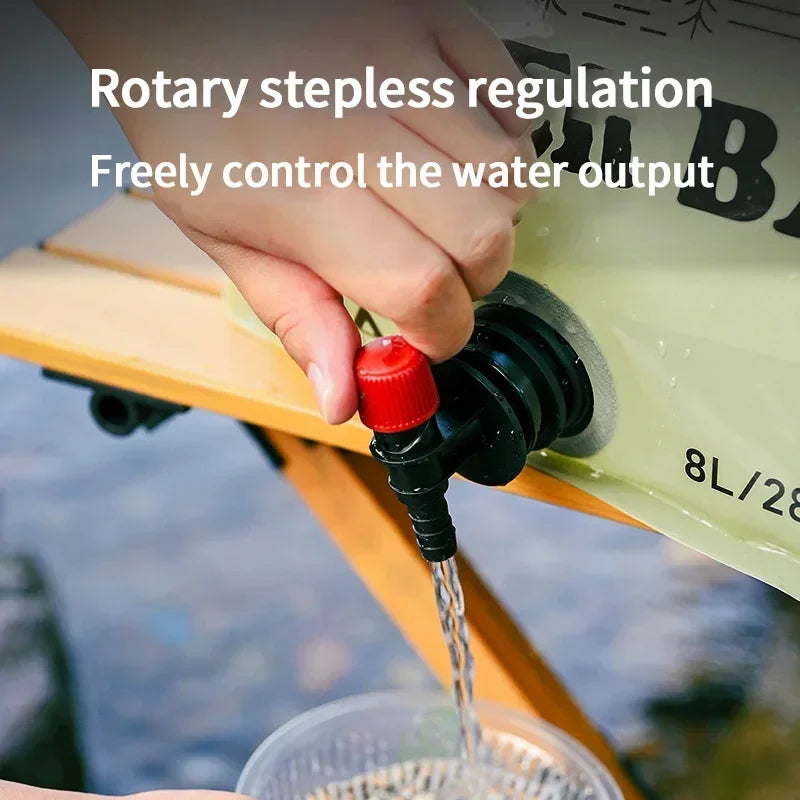 Outdoor Large Capacity Water Bag 8L Foldable Water Storage Bag Portable Hiking Water Container Bucket Pouch Camping Supplies