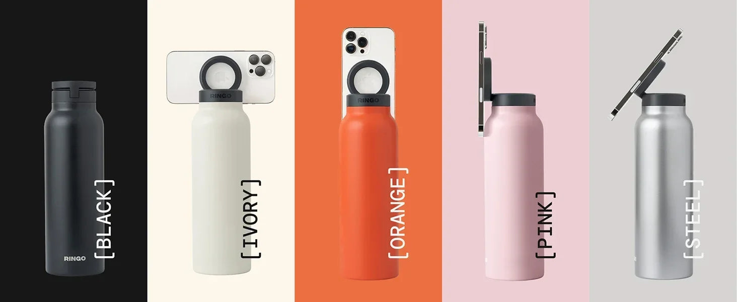 Magnetic Phone Holder Sports Water Bottle Insulated Flask with Phone Mount Stand for Gym Outdoor Activities and Daily Hydration