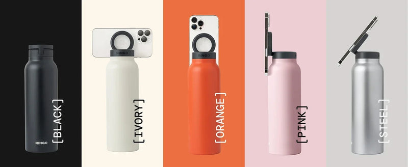 Magnetic Phone Holder Sports Water Bottle Insulated Flask with Phone Mount Stand for Gym Outdoor Activities and Daily Hydration