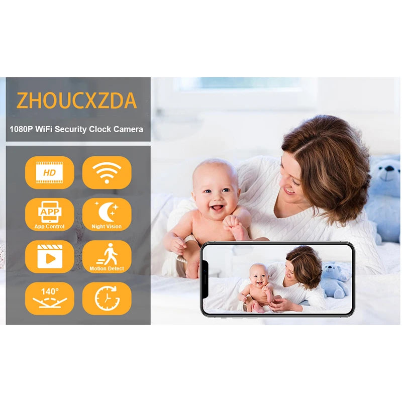 Indoor Wireless Home HD Camera Small Wifi Pet Camera 1080p Nanny Camera Motion Detection Alarm Night Vision Real-Time Monitoring