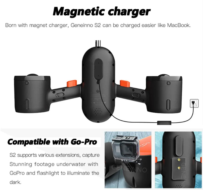 GENEINNO S2 Underwater Scooter,Dual Motors and Smart APP Support,Sea Scooter for Swimming Scuba Free Diving Snorkeling for Kids