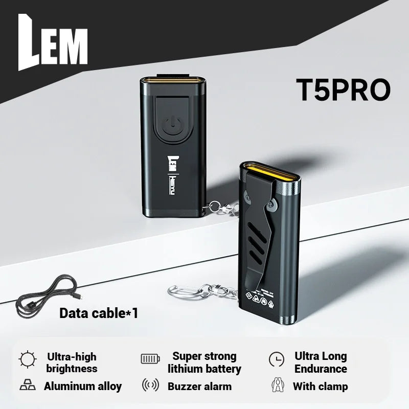 LEM Flashlight Outdoor Multifunctional Portable Long Endurance 70LM 5W 4 Modes with keychain Clamp White Lights Lamp