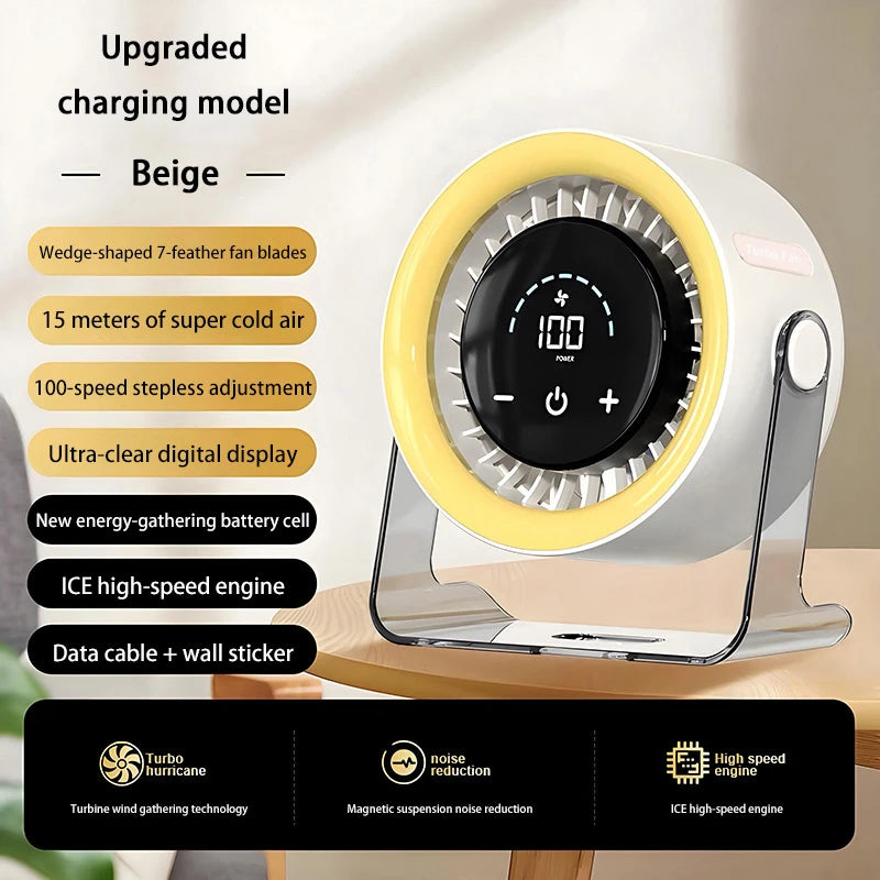 100-speed Desktop Fan Digital Display Wall Mount Desk Fan Super Quiet Usb Office Dorm Air Circulator Home Camping Outdoor