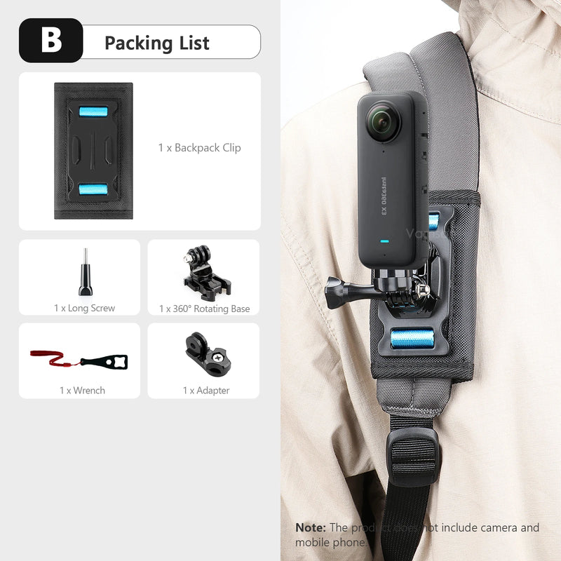 Vamson Universal Mobile Phone Holder Adjustable Cellphone Backpack Clip Mount for iPhone Bracket Smartphone Stand Fixed Hiking