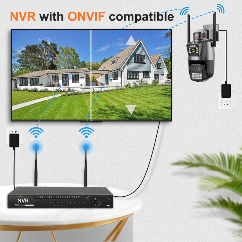 PTZ IP Camera 5K 9MP Wifi Camera 4K HD Dual Lens Security Protection Security CCTV Video Surveillance Camera Police Light Alarm