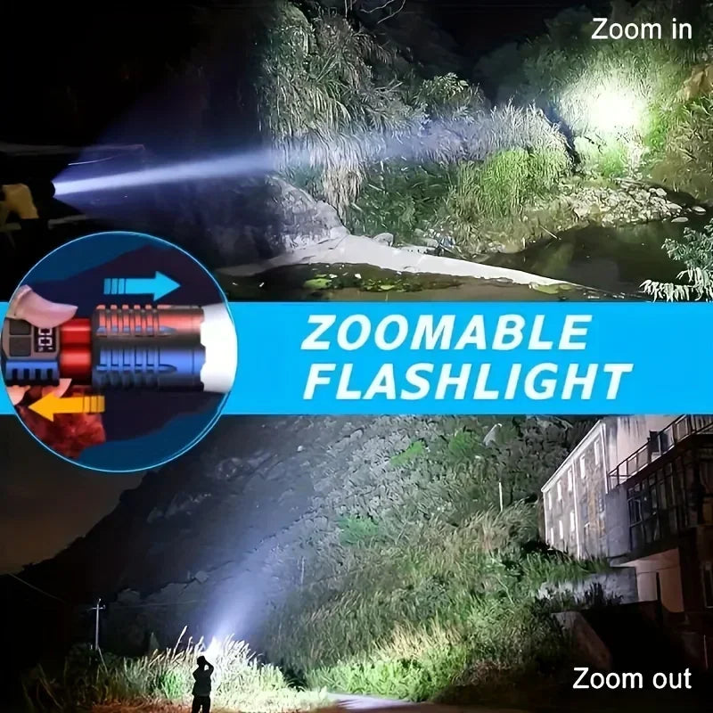 High Power Rechargeable Led Flashlight Very Strong Led Flashlight With Built-in Battery Torch For Outdoor Camping Hiking Fishing