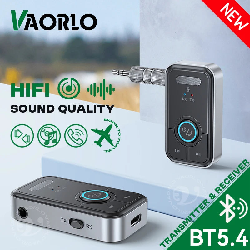 Upgraded Bluetooth 5.4 Car AUX Audio Adapter HiFi Stereo Music Wireless Receiver Transmitter 3.5MM With Mic Calling For Car Kit