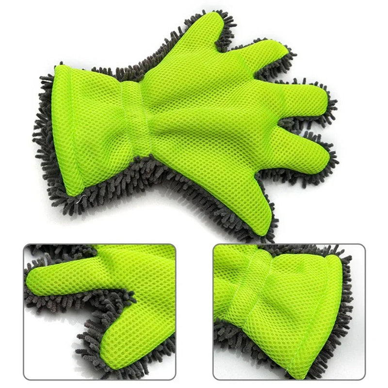 Car Washing Full-Finger Soft Gloves Cleaning Brush for Car Motorcycle Motorbike Washing Drying Towels Car Accessories