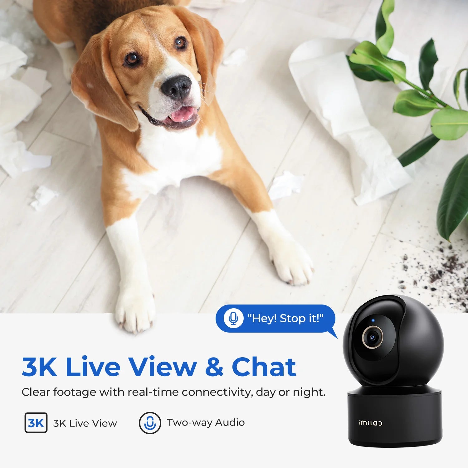 IMILAB C22 3K Security Indoor Camera - 360° View Home Camera with Color Night Vision for Baby/Pet Monitor WiFi6 AI Detection