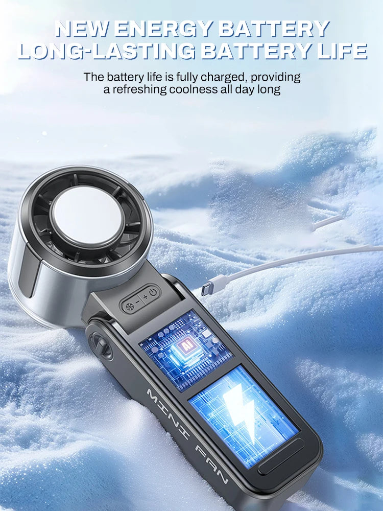 Outdoor Foldable Portable Handheld Fan Mini Cooling Rechargeable 3600mAh 100-level Free Control High Speed Turbo Fan Air Cooler