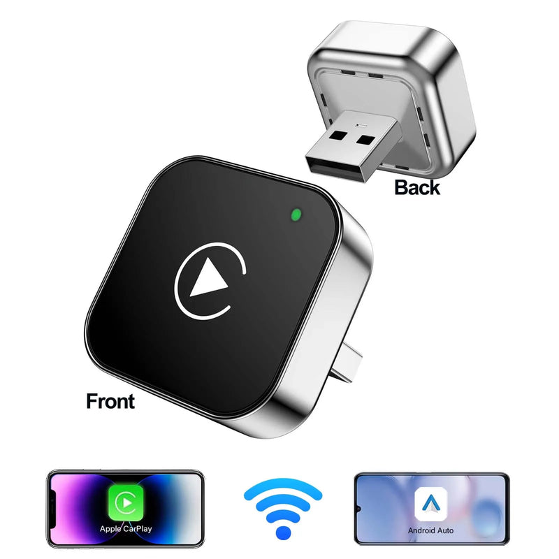 Car AI Box Carplay Android Auto Wireless Adapter 2 In 1 Mini Box Wireless Adapter Plug And Play 2.4-5.8GHz WiFi Bluetooth