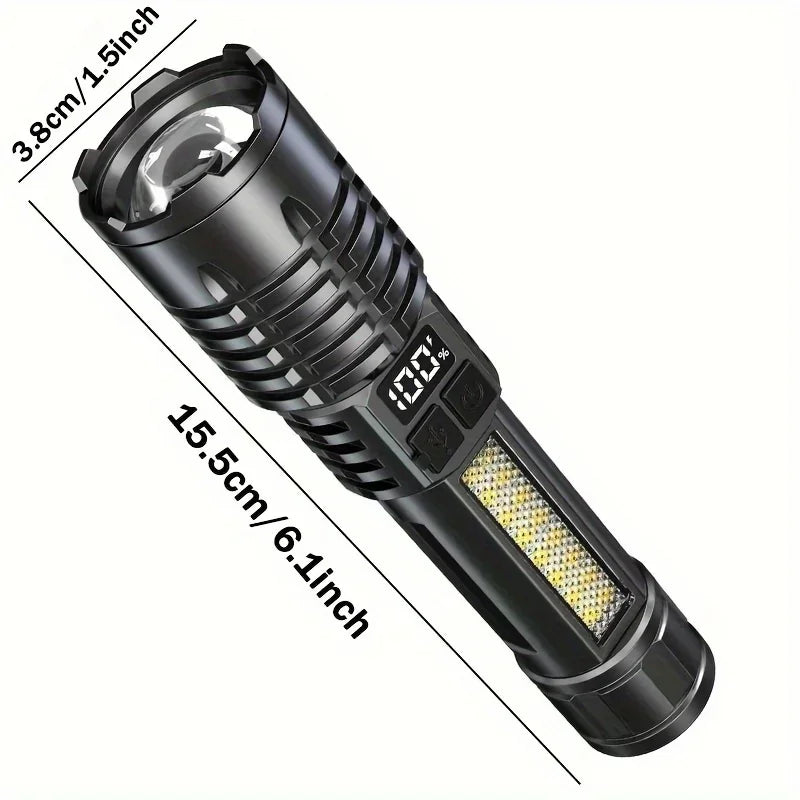 High Power Rechargeable Led Flashlight Very Strong Led Flashlight With Built-in Battery Torch For Outdoor Camping Hiking Fishing