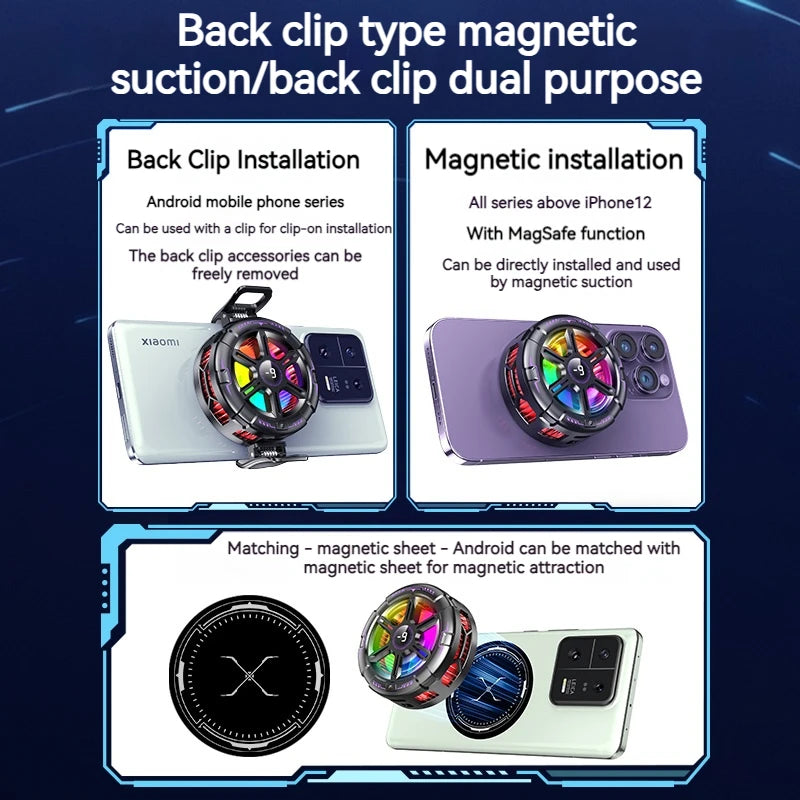 K21 Semiconductor Magnetic Phone Cooler with Temperature Display Universal for PhonesTablets Fast Heat Dissipation for Gaming