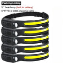 1-10PCS LED Indication Headlamp Rechargeable Head Flashlight 1200mah Built in Battery Outdoor Camping Fishing Headlight Lantern