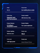 K21 Semiconductor Magnetic Phone Cooler with Temperature Display Universal for PhonesTablets Fast Heat Dissipation for Gaming