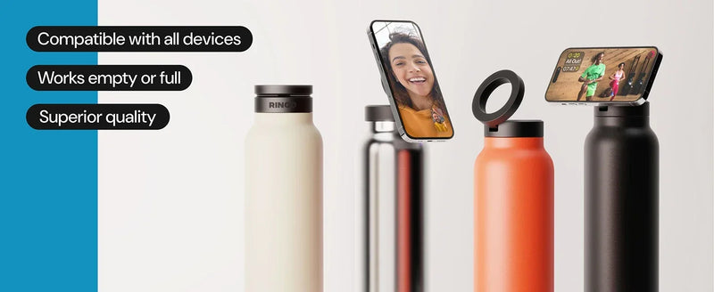Magnetic Phone Holder Sports Water Bottle Insulated Flask with Phone Mount Stand for Gym Outdoor Activities and Daily Hydration