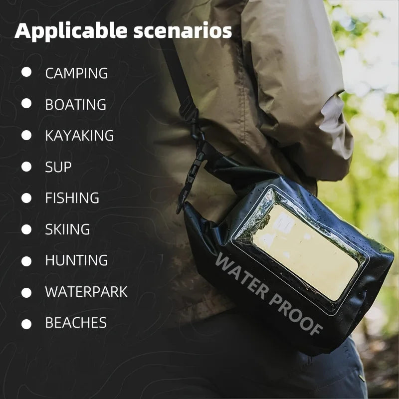Waterproof PVC Dry Bag 5L 2L Swimming Diving Rafting Floating Shoulder Outdoor Beach Sport Kayaking Travel Crossbody Bag Surfing