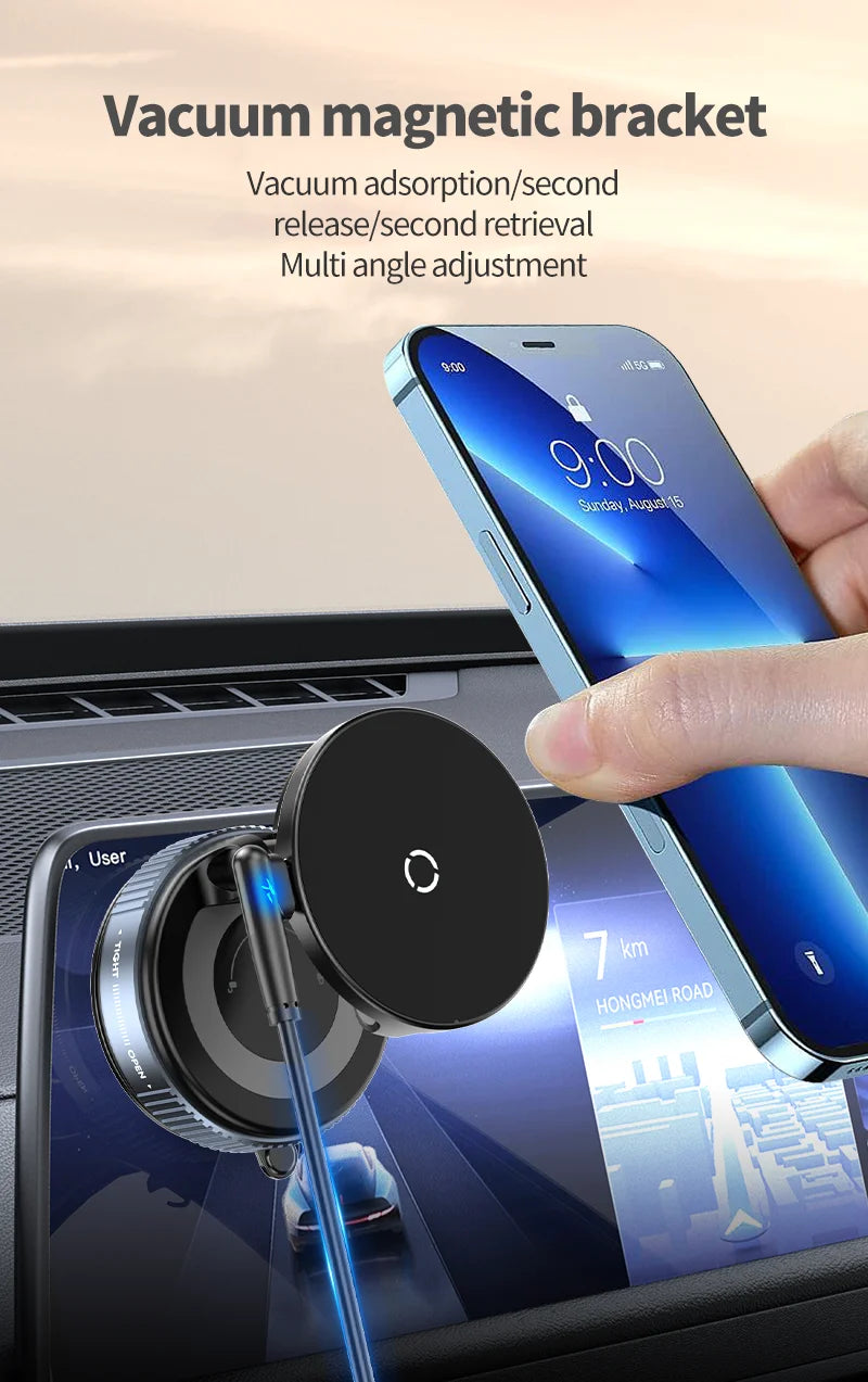 15W Magsafe Whiress Charger,With Vacuum Magnetic Suction Foldable 360°Rotating For iPhone Hands-Free For Driving Travel New