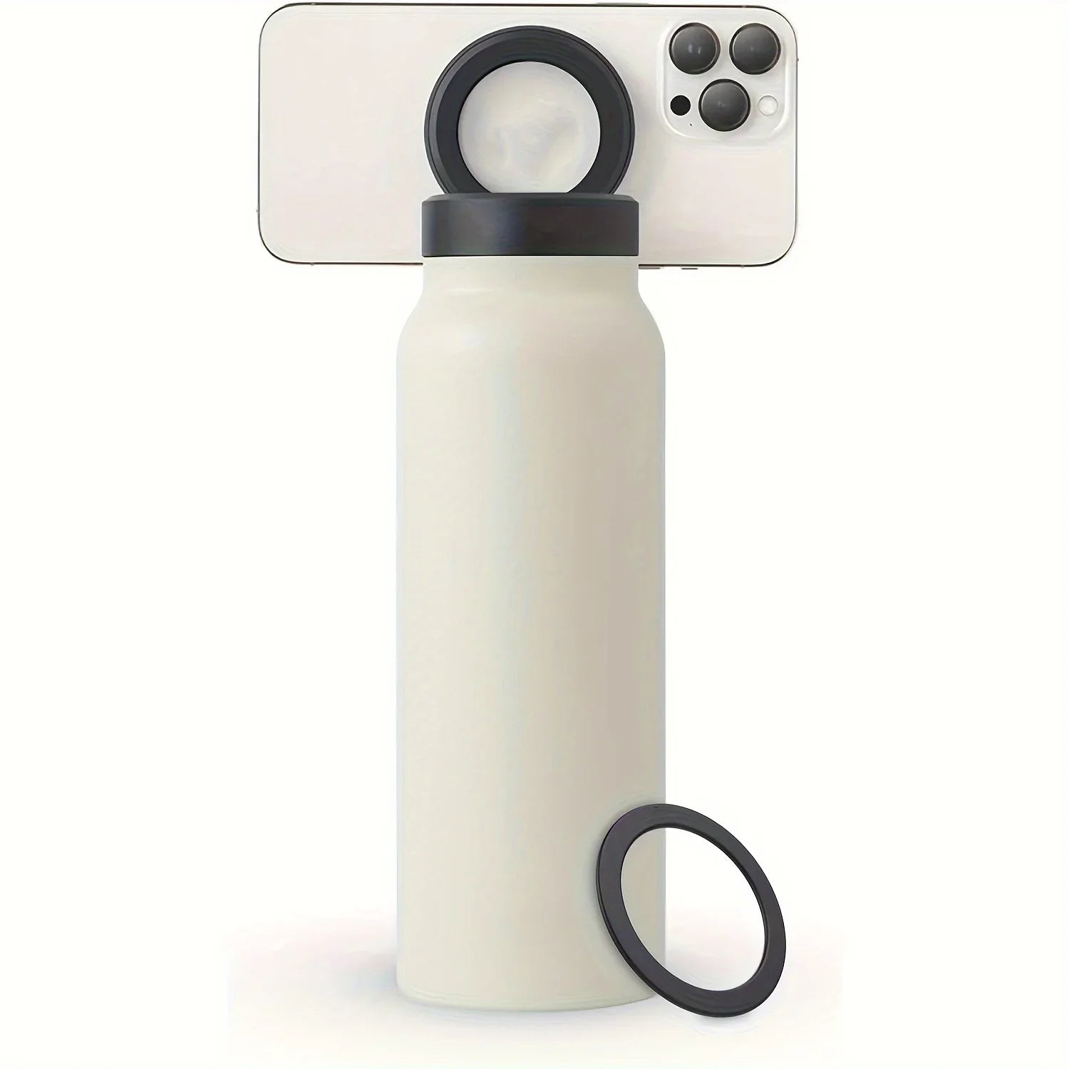 Stainless Steel Water Bottle with Phone Holder - Insulated, Foldable Tripod Stand for Outdoor, Car, Selfie Use - 700ml
