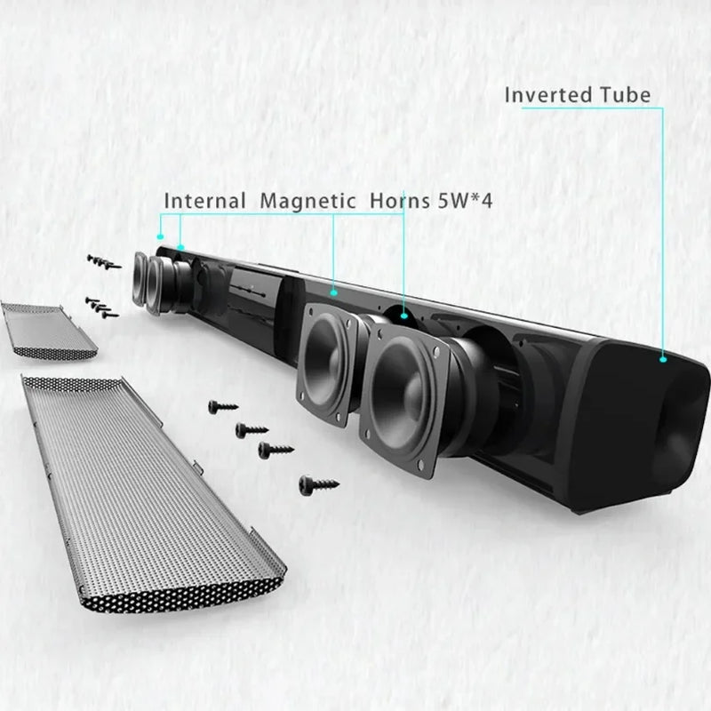 XIKCU Soundbar Speakers Bluetooth 5.3 Stereo Soundbar Surround Sound Home Cinema with Remote Control Support RCA AUX TF-Card