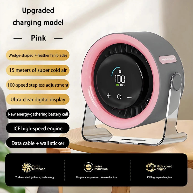 100-speed Desktop Fan Digital Display Wall Mount Desk Fan Super Quiet Usb Office Dorm Air Circulator Home Camping Outdoor