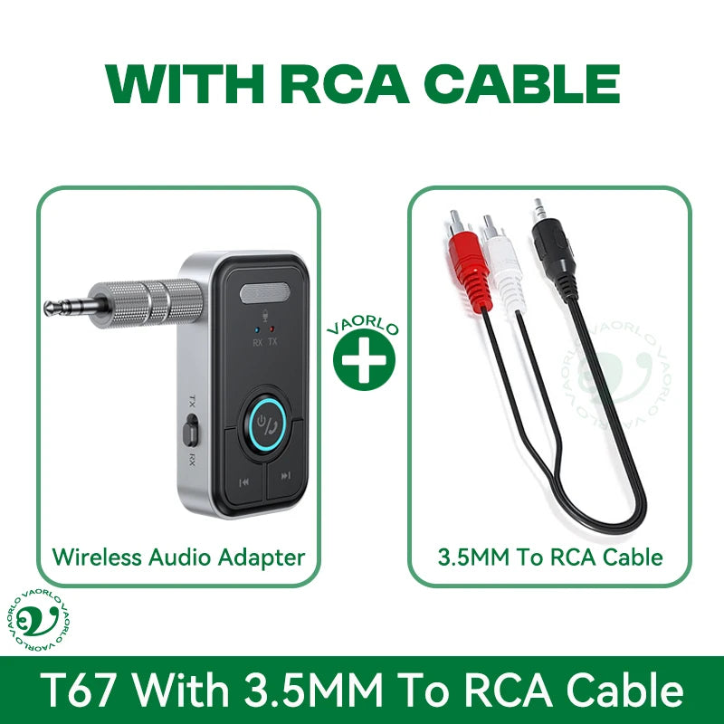 Upgraded Bluetooth 5.4 Car AUX Audio Adapter HiFi Stereo Music Wireless Receiver Transmitter 3.5MM With Mic Calling For Car Kit