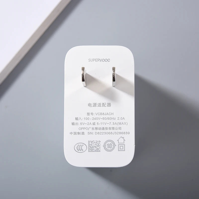 For OPPO 80W SuperVOOC Charger EU/US Fast Charger Adapter Type C Cable For OPPO Find N2 N X4 X5 X6 X7 Reno 12 11 10X 9 8 R17 Pro