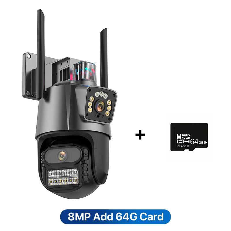 PTZ IP Camera 5K 9MP Wifi Camera 4K HD Dual Lens Security Protection Security CCTV Video Surveillance Camera Police Light Alarm