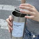 Portable 600ml Thermos Cup 304 Stainless Steel Coffee Mug Thermal Leak-proof Water Bottle with Straw Insulated Bottle Drinkware