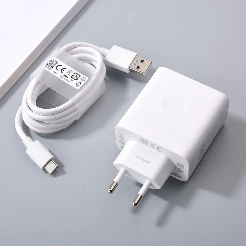 For OPPO 80W SuperVOOC Charger EU/US Fast Charger Adapter Type C Cable For OPPO Find N2 N X4 X5 X6 X7 Reno 12 11 10X 9 8 R17 Pro