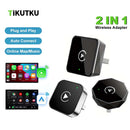 Car AI Box Carplay Android Auto Wireless Adapter 2 In 1 Mini Box Wireless Adapter Plug And Play 2.4-5.8GHz WiFi Bluetooth