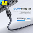 Baseus 20W USB C Cable For iPhone 14 13 12 LED Display USB Cable Type C for iPad Pro Fast Charging Data Wire