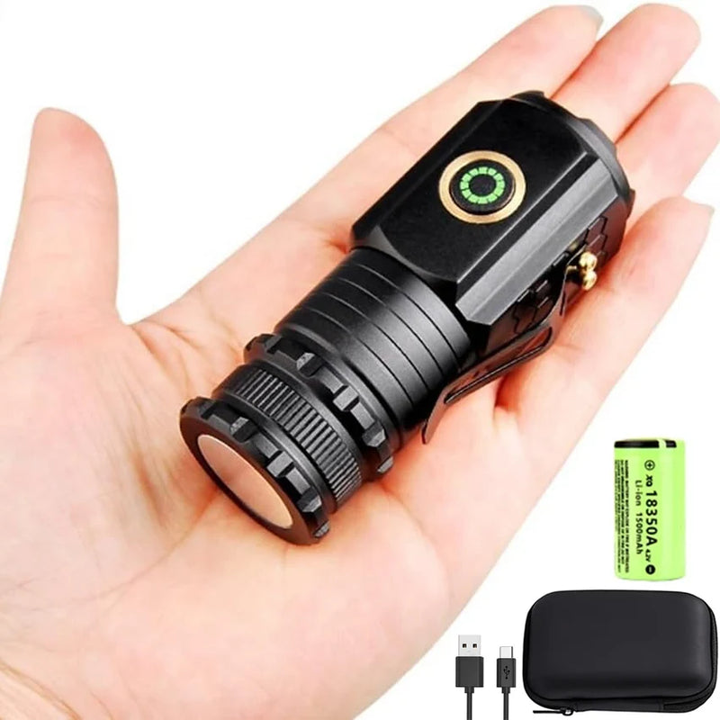 Powerful Mini LED Flashlight Super Bright Aluminium Pocket Torch Rechargeable Waterproof Hiking Camping Flash Light with Magnet