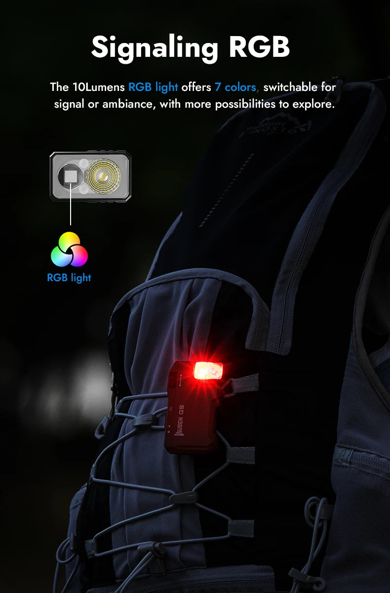 WUBEN G5 EDC Flashlight 400Lumens RGB&White Type-C Rechargeable Pocket-Sized Brilliance Keychain Light Bulit-in Battery