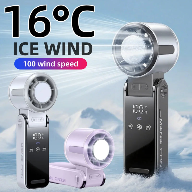 Outdoor Foldable Portable Handheld Fan Mini Cooling Rechargeable 3600mAh 100-level Free Control High Speed Turbo Fan Air Cooler
