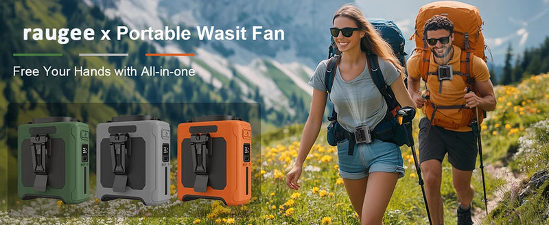 10000mAh Portable Waist Fan Mini Hanging Neck Fan USB Rechargeable Fan with Power Bank LED Light for Outdoor Camping Working