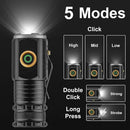 Powerful Mini LED Flashlight Super Bright Aluminium Pocket Torch Rechargeable Waterproof Hiking Camping Flash Light with Magnet